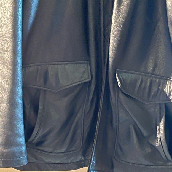 Mens black leather jacket - Picture 2 of 7